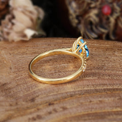 1.25 Carat 14K White Gold Pear Cut Classic Anniversary Ring for Girlfriend Aquamarine