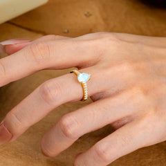 1.25 Carat 14K White Gold Pear Cut Classic Anniversary Ring for Girlfriend Moonstone