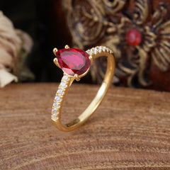 1.25 Carat 14K White Gold Pear Cut Classic Anniversary Ring for Girlfriend Ruby