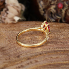 1.25 Carat 14K White Gold Pear Cut Classic Anniversary Ring for Girlfriend Ruby