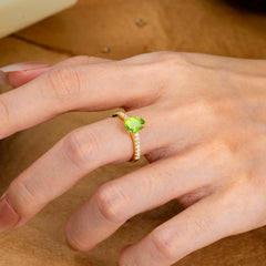 1.25 Carat 14K White Gold Pear Cut Classic Anniversary Ring for Girlfriend Peridot
