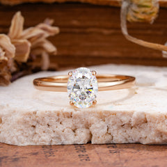 Minimalist Oval Cut 1.5 Carat Moissanite Solitaire Engagement Ring