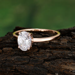 Minimalist Oval Cut 1.5 Carat Moissanite Solitaire Engagement Ring