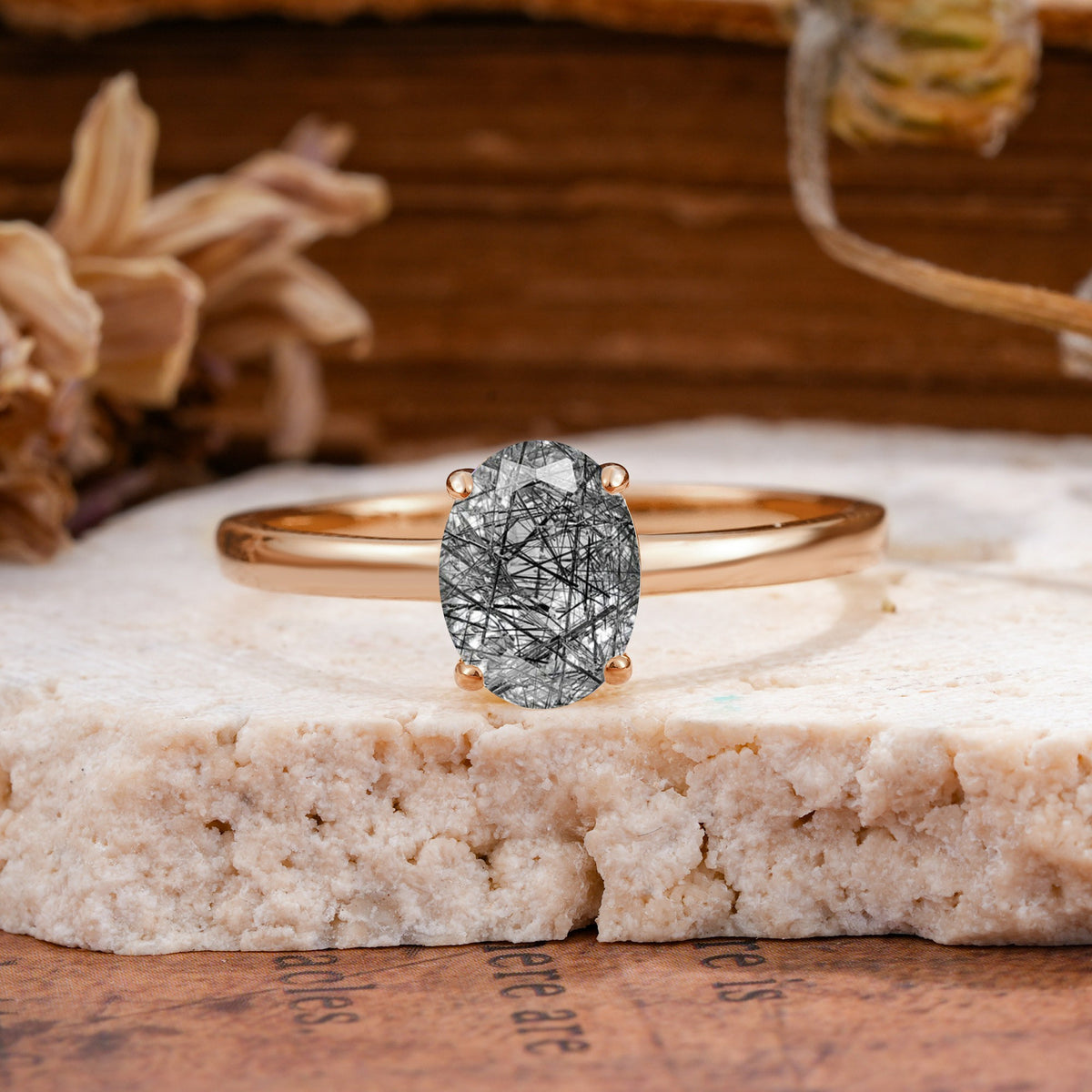 SR10856 Black Rutilated Quartz Ring - Additional view