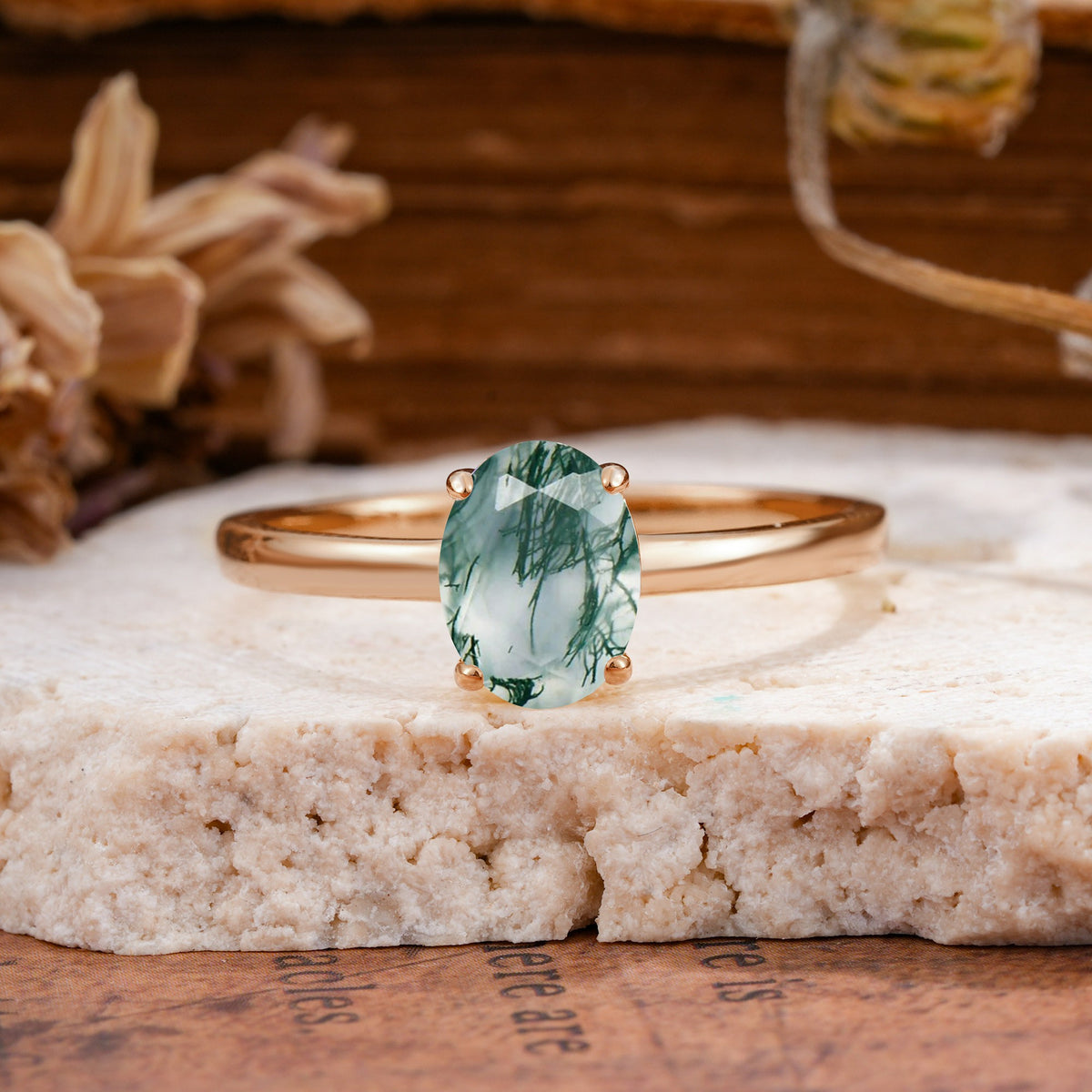 SR10856 Moss Agate Ring - Additional view