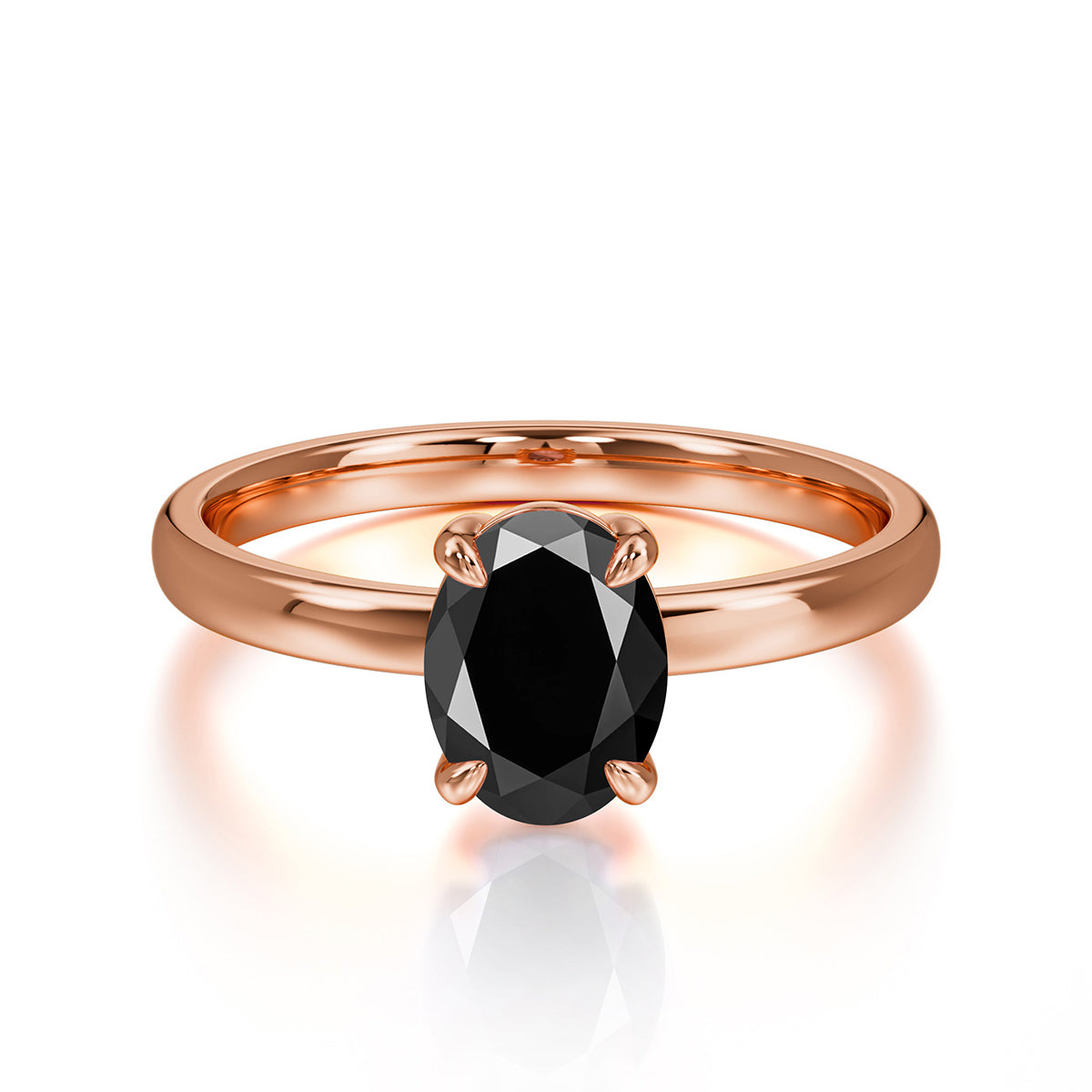 Minimalist Oval Cut 1.5 Carat Black Onyx Solitaire Engagement Ring