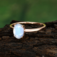 Minimalist Oval Cut 1.5 Carat Moonstone Solitaire Engagement Ring