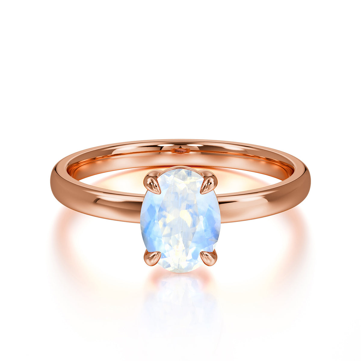 Minimalist Oval Cut 1.5 Carat Moonstone Solitaire Engagement Ring