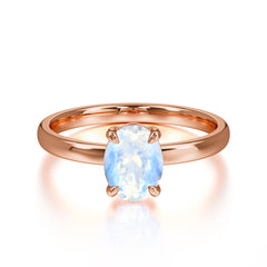 Minimalist Oval Cut 1.5 Carat Moonstone Solitaire Engagement Ring