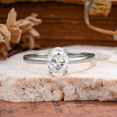 Minimalist Oval Cut 1.5 Carat Moissanite Solitaire Engagement Ring