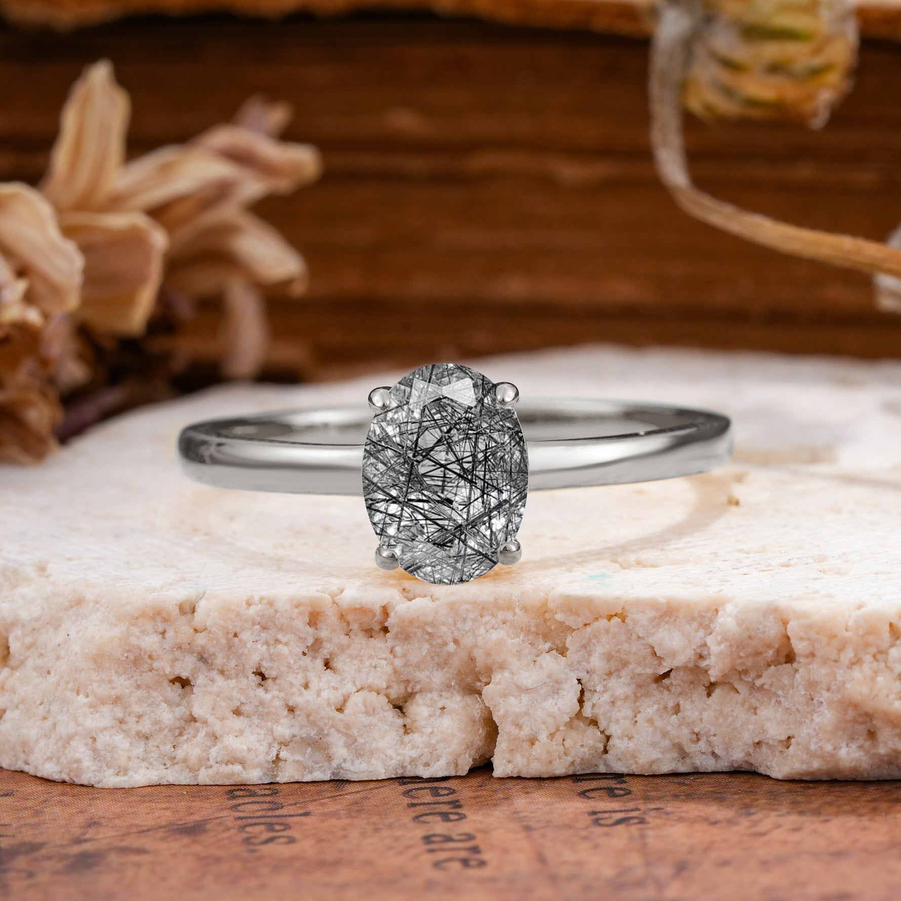 SR10856 Black Rutilated Quartz Ring - Additional view