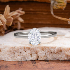 Minimalist Oval Cut 1.5 Carat Lab Diamond Solitaire Engagement Ring
