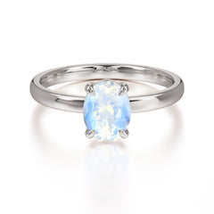 Minimalist Oval Cut 1.5 Carat Moonstone Solitaire Engagement Ring
