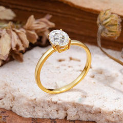 Minimalist Oval Cut 1.5 Carat Moissanite Solitaire Engagement Ring
