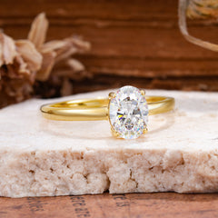 Minimalist Oval Cut 1.5 Carat Moissanite Solitaire Engagement Ring