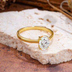 Minimalist Oval Cut 1.5 Carat Moissanite Solitaire Engagement Ring