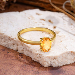 Minimalist Oval Cut 1.5 Carat Citrine Solitaire Engagement Ring