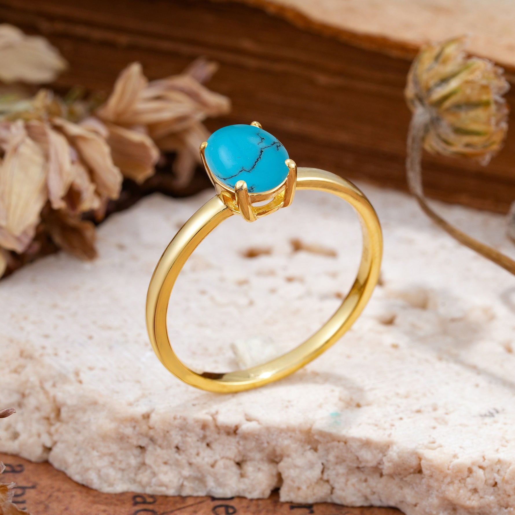 SR10856 Turquoise Ring - White-Gold