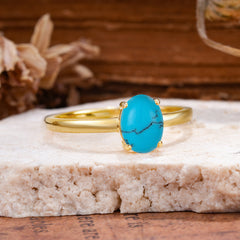 Minimalist Oval Cut 1.5 Carat Turquoise Solitaire Engagement Ring