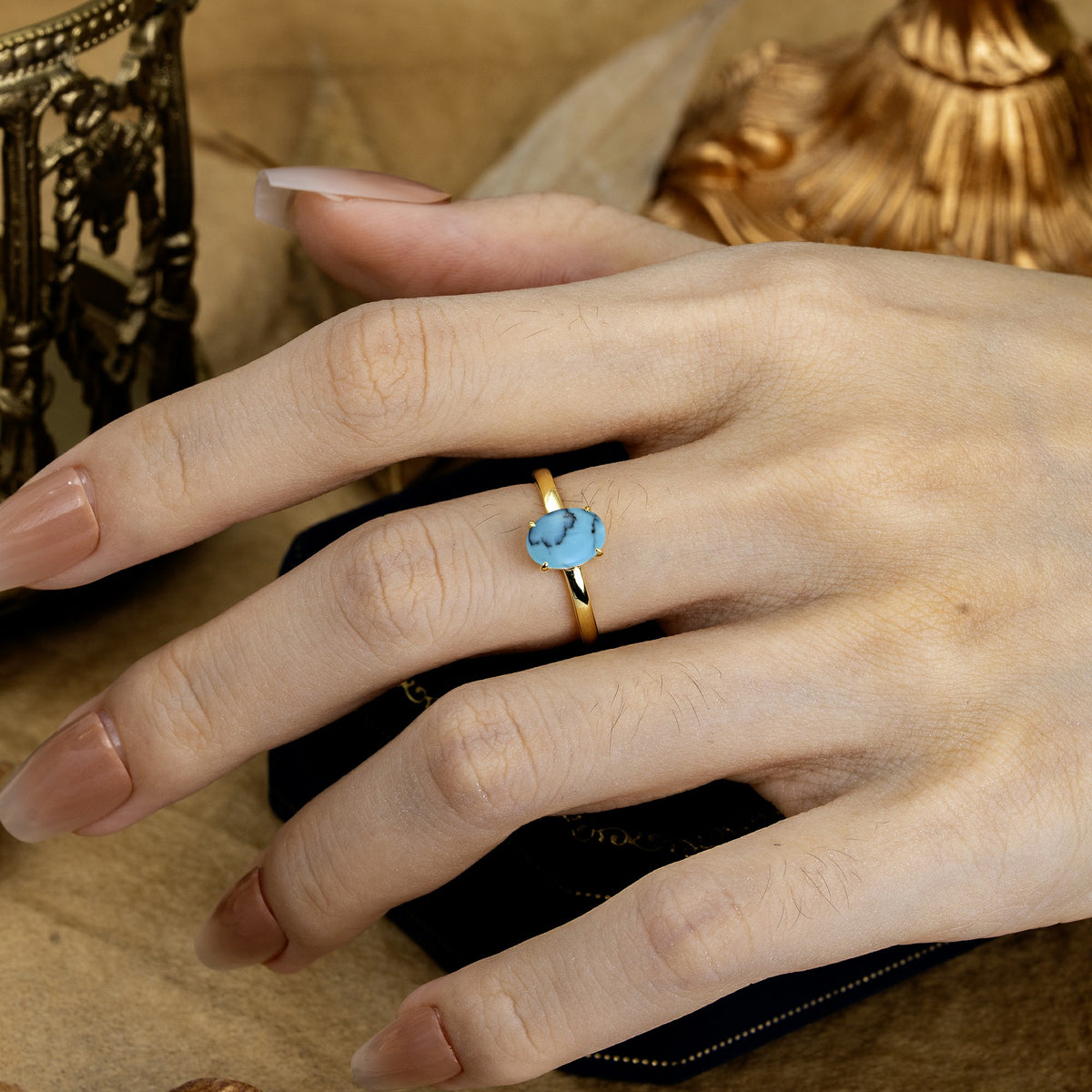 SR10856 Turquoise Ring - Rose-Gold