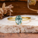 SR10856 Moss Agate Ring - Yellow-Gold
