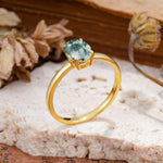 SR10856 Moss Agate Ring - White-Gold