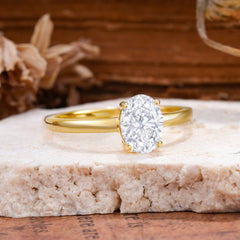 Minimalist Oval Cut 1.5 Carat Lab Diamond Solitaire Engagement Ring