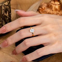 Minimalist Oval Cut 1.5 Carat Lab Diamond Solitaire Engagement Ring