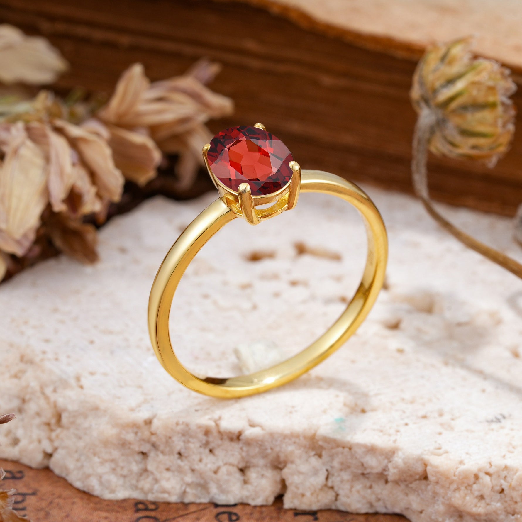 SR10856 Garnet Ring - White-Gold
