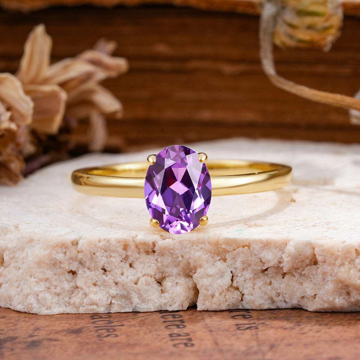 SR10856 Amethyst Ring - Yellow-Gold