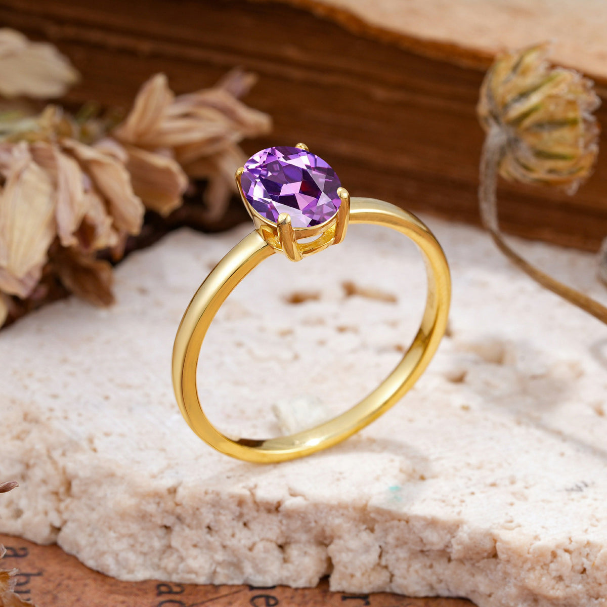 SR10856 Amethyst Ring - White-Gold