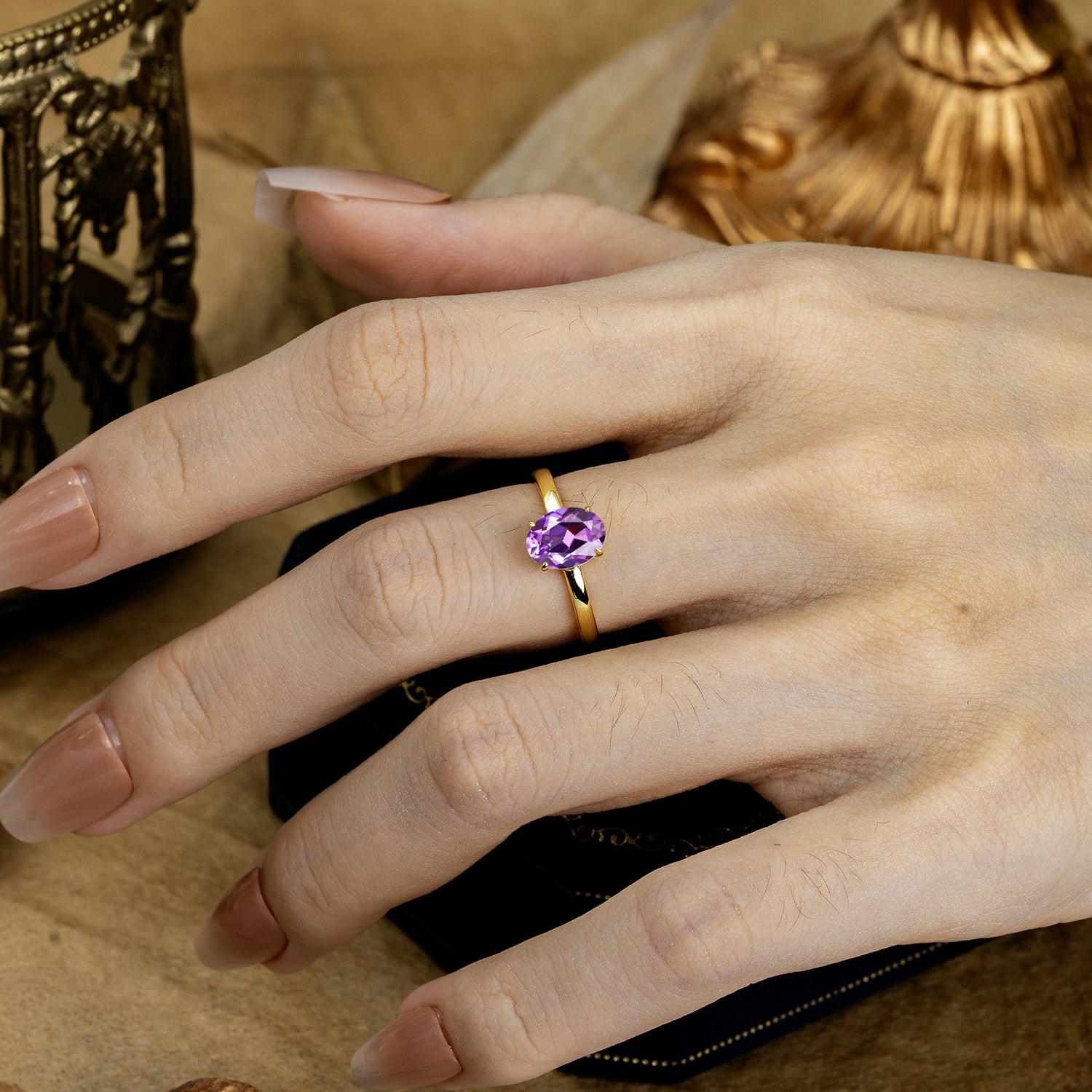 SR10856 Amethyst Ring - Rose-Gold