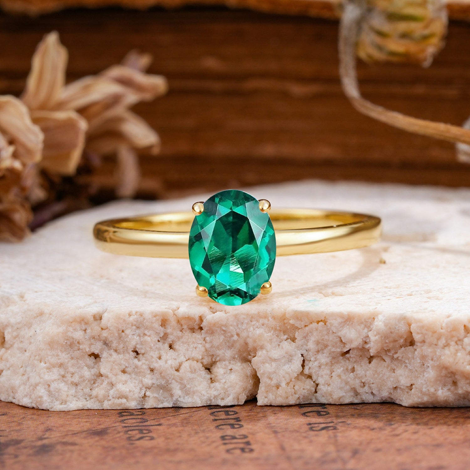 SR10856 Emerald Ring - Yellow-Gold