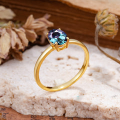 Minimalist Oval Cut 1.5 Carat Alexandrite Solitaire Engagement Ring
