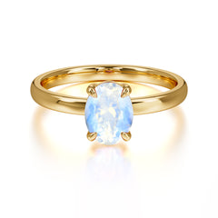 Minimalist Oval Cut 1.5 Carat Moonstone Solitaire Engagement Ring