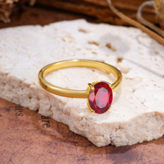 Minimalist Oval Cut 1.5 Carat Ruby Solitaire Engagement Ring