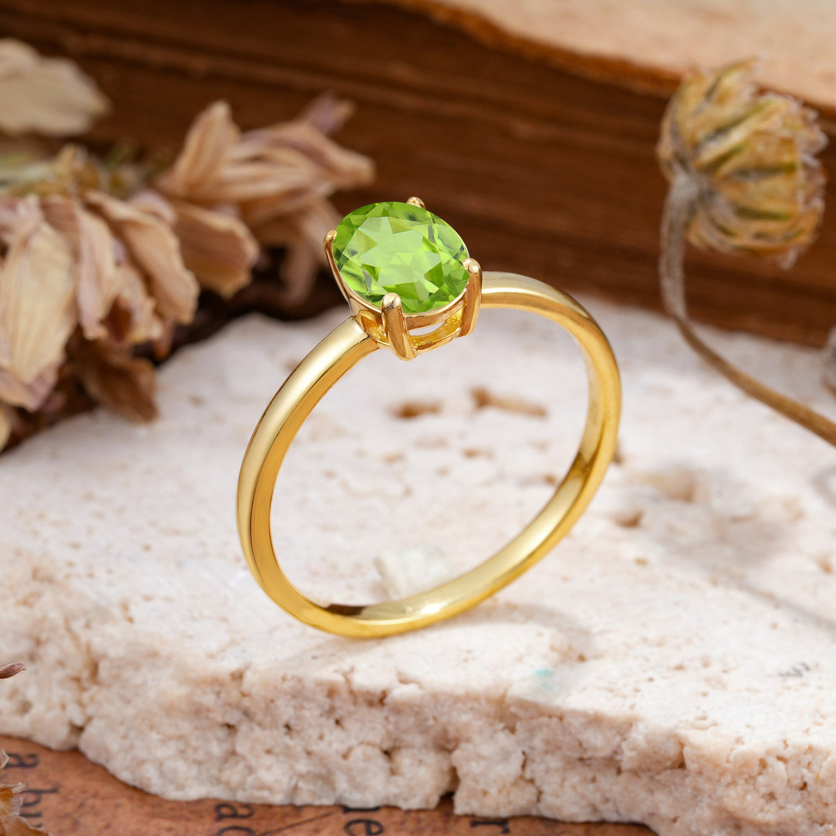 SR10856 Peridot Ring - White-Gold