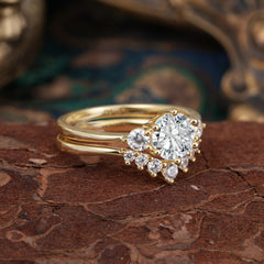 1 Carat Round Cut Lab Diamond Engagement Ring Set Classic Wedding Ring