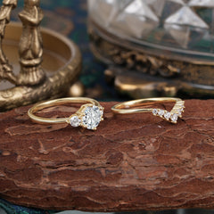 1 Carat Round Cut Lab Diamond Engagement Ring Set Classic Wedding Ring