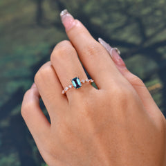 1CT Emerald Cut Alexandrite Half Eternity Stacking Wedding Band Ring