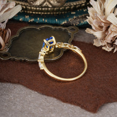 1CT Emerald Cut 4 Prong Sapphire Half Eternity Stacking Wedding Band Ring