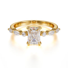 1CT Emerald Cut Moissanite Half Eternity Stacking Wedding Band Ring