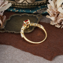 1CT Emerald Cut Garnet Half Eternity Stacking Wedding Band Ring