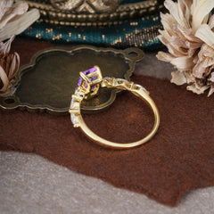 1CT Emerald Cut Amethyst Half Eternity Stacking Wedding Band Ring
