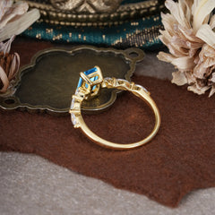 1CT Emerald Cut Aquamarine Half Eternity Stacking Wedding Band Ring