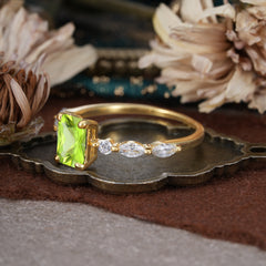 1CT Emerald Cut Peridot Half Eternity Stacking Wedding Band Ring