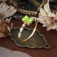 1CT Emerald Cut Peridot Half Eternity Stacking Wedding Band Ring