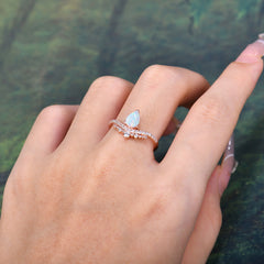 Pear Cut Opal Dainty Crown Engagement Ring
