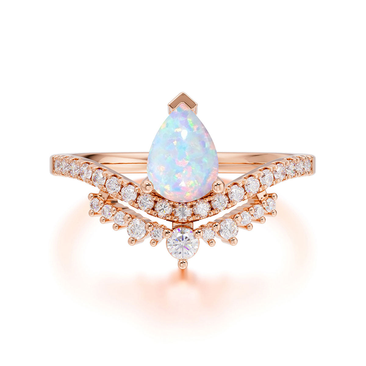Pear Cut Opal Dainty Crown Engagement Ring