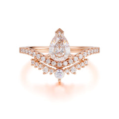 Pear Cut Moissanite Dainty Crown Engagement Ring